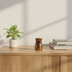 Vintage Brass 'Money Bag' Miniature Vase/Pot - Made in India